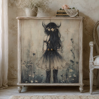 Dunkle Feen-Mondlicht-Wildblumenwiese-Decoupage Seidenpapier