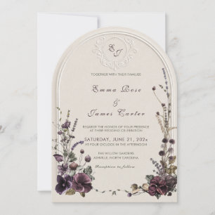 Dunkle Feigen-Monogramm-Trockene Botanische Hochze Einladung