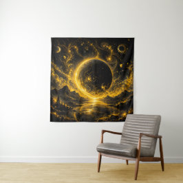 Dunkle Finsternis mit goldener Filigranarbeit — Ko Wandteppich