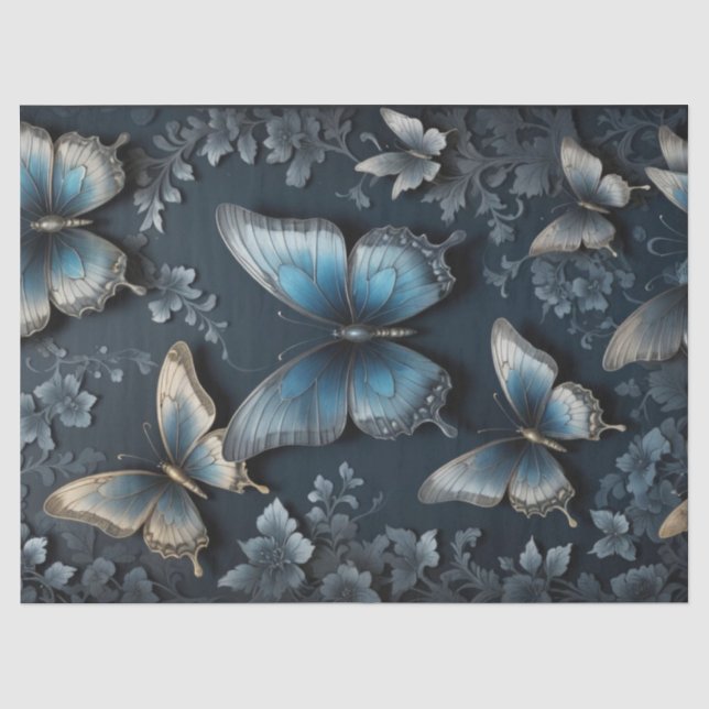 Dunkle Floral Butterfly Seidenpapier (Vorderseite)