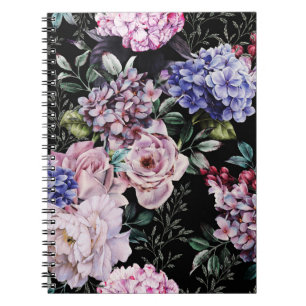 Dunkle Floral Wasserfarbe Nahtloses Design Notizblock