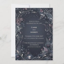 Dunkle Florale Himmlische Mondhochzeit Einladung