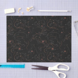 Dunkle Florale Linienkunst-Tissue-Papier Seidenpapier