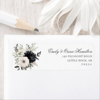 Dunkle Florale Schwarz & Creme Boho Rücksendeadres