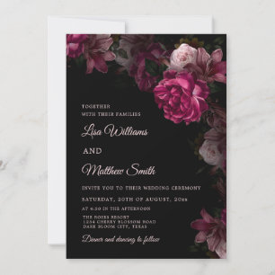 Dunkle florale transparente Hochzeitsacryl-Einladu Einladung
