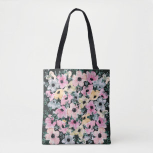 Dunkle florale Wasserfarbe: schöner Druck. Tasche