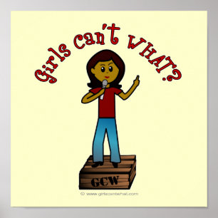 Dunkle Frau auf Soapbox Poster