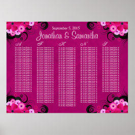 Dunkle Fuchsia Blumenzettel Poster