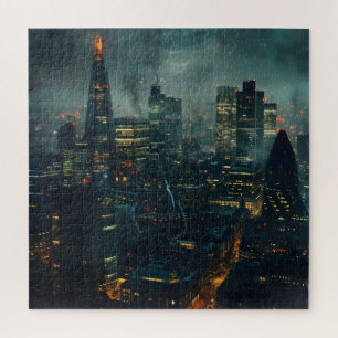 Dunkle Futuristische Stormy City