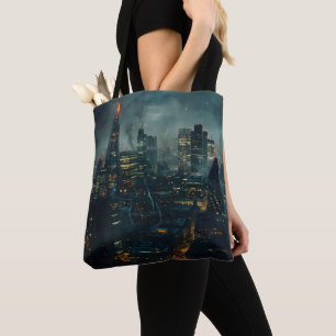 Dunkle Futuristische Stormy City Tasche
