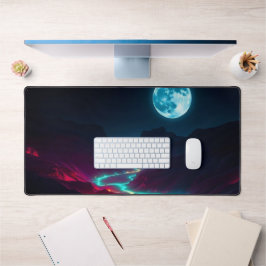 Dunkle Galaxy Moon Desk Mat - Himmelsästhetik Schreibtischunterlage