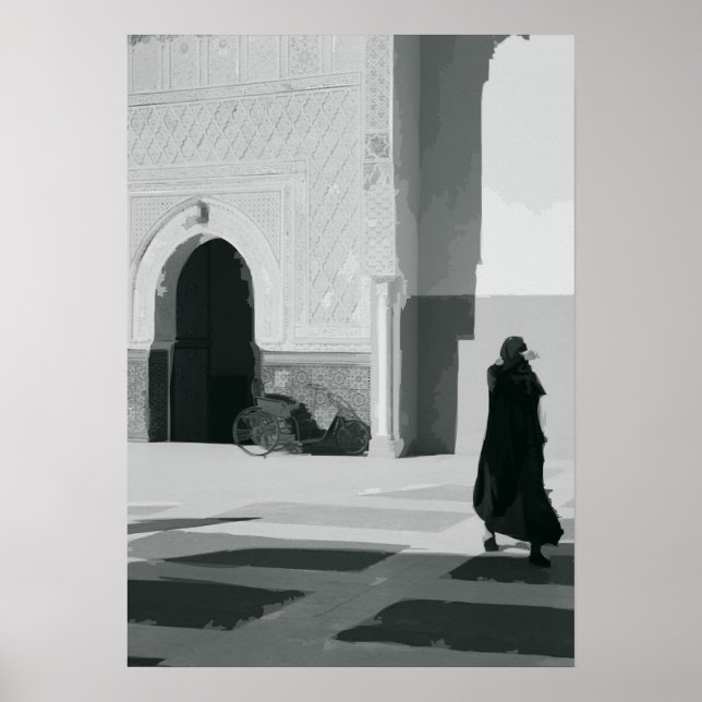 Dunkle Gasse in Fez Poster (Vorne)