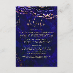 Dunkle Geode Deep Blue Agate Hochzeitdetails Begleitkarte