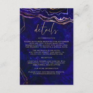 Dunkle Geode Deep Blue Agate Hochzeitdetails Begleitkarte