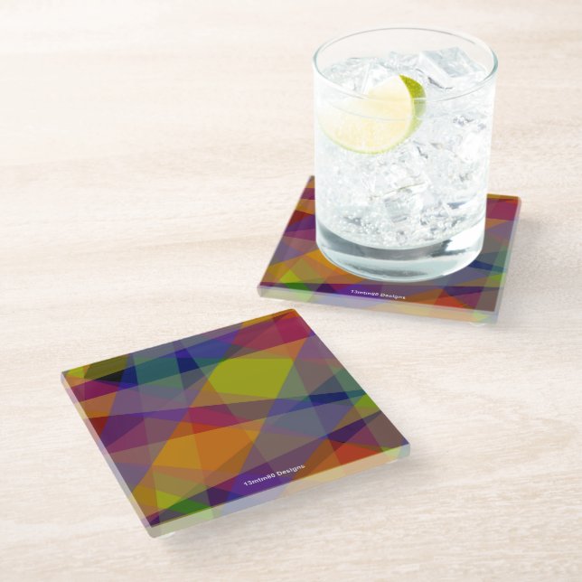 Dunkle Geometrie - Untersetzer aus Glas (Schrägansicht)