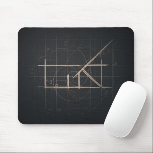 Dunkle geometrische architektonische Linienkunst i Mousepad