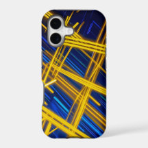 Dunkle geometrische Neon Gelb Blau Sci-Fi Abstrakt