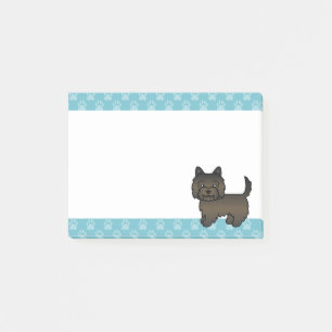 Dunkle Gescheckte Cairn Terrier Cartoon-Hundezeich Post-it Klebezettel