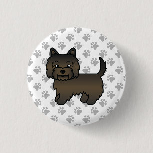 Dunkle Gescheckte Cairn Terrier Hund Illustration  Button