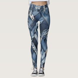 Dunkle gestörte Denim Patchwork und Braids Leggings