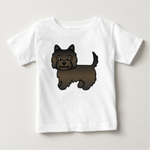 Dunkle getigerte Cairn-Terrier-Hund-Karrikatur-Kun Baby T-shirt