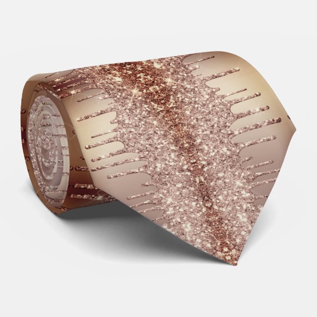 Dunkle Gold Glitzer Sparkle Tropfen Golden Luxus Krawatte (Gerollt)
