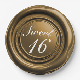 Dunkle Gold Kerzenwachs Siegel Tropfen Sweet 16 We Pappteller