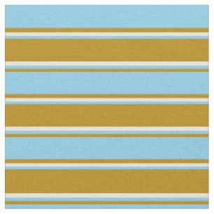 Dunkle Goldenrod, Sky Blue & Beige farbige Linien Stoff