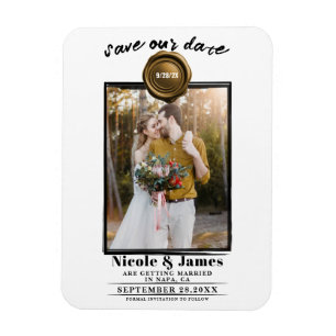 Dunkle Goldwachssiegel-Foto-Hochzeit Save the Date Magnet
