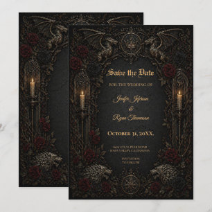Dunkle GOT-Gothic-Save-the-Date-Einladung Einladung