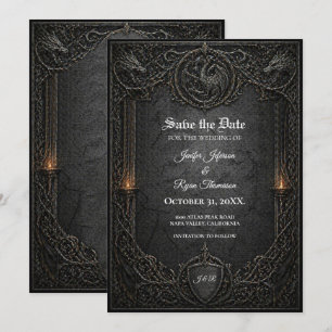Dunkle GOT-Gotische Save-the-Date-Einladung Einladung