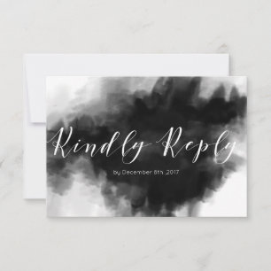 Dunkle goth schwarze Aquarell-Hochzeits-RSVP-Karte RSVP Karte