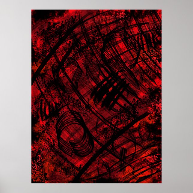 Dunkle Gothic-Abstrakte Wandkunst Rotes und schwar Poster (Vorne)