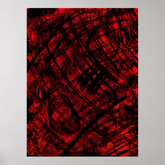 Dunkle Gothic-Abstrakte Wandkunst Rotes und schwar Poster