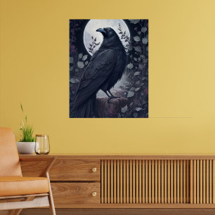 Dunkle Gothic Crow in Spooky Halloween Night Poster