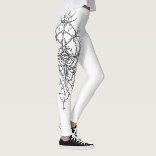 Dunkle Gothic Cybersigilism-Rote-Augen-Okkult- Str Leggings