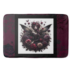 Dunkle Gothic Forest Fairy Floral Rose Burgund Badematte