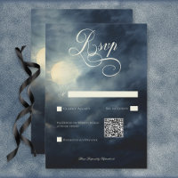 Dunkle Gothic Full Moon Night Sky Wedding QR Code