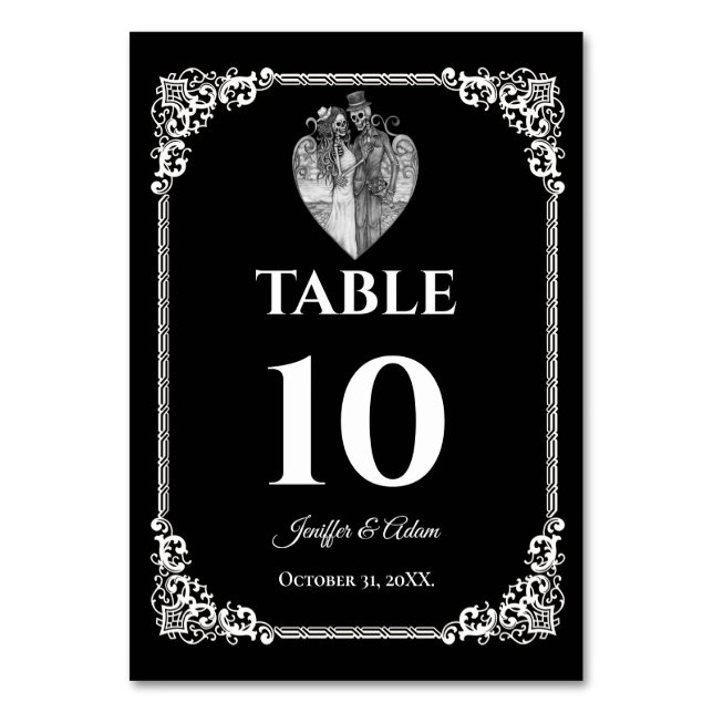 Dunkle Gothic-Halloween-Hochzeit-Tischnummer Tischnummer (Vorderseite)