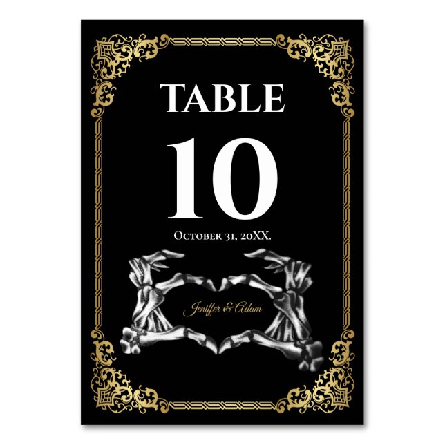 Dunkle Gothic-Halloween-Hochzeit-Tischnummer Tischnummer (Vorderseite)