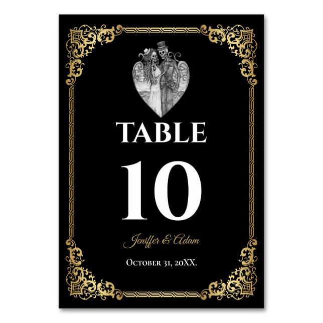 Dunkle Gothic-Halloween-Hochzeit-Tischnummer Tischnummer (Vorderseite)