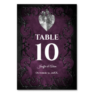 Dunkle Gothic-Hochzeit zu Halloween Tischnummer