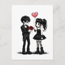 Dunkle Gothic-Romantik-Valentinstag-Postkarte