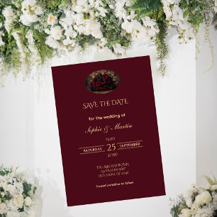 Dunkle Gothic-Romanze Burgunder Save-the-Date