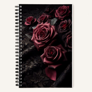 Dunkle Gothic-Rosa Rose & schwarzer Brokat Notizbuch