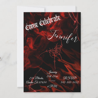 Dunkle Gothic-Rote schwarze Rauchparty Alternative Einladung