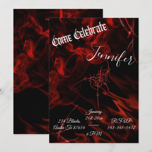 Dunkle Gothic-Rote schwarze Rauchparty Alternative Einladung