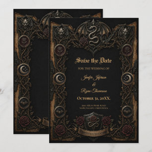 Dunkle Gothic Save-the-Date-Einladung Einladung
