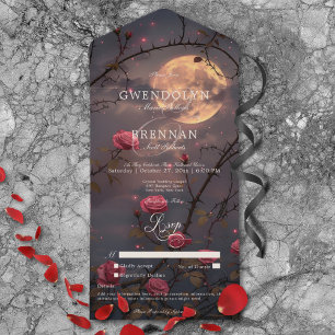 Dunkle Gothic Vollmond & Rote Rosen Kein Abendesse All In One Einladung