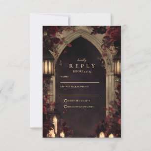 Dunkle gothische Schädel-Blumen-Hochzeit-RSVP-Kart RSVP Karte